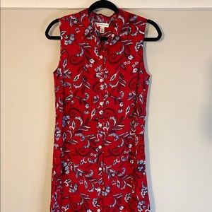 Croft & Barrow Red Floral, Sleeveless, Button Down Dress, Size PS